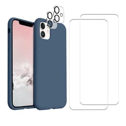 Cover iPhone 11 e 2 schermi di protezione - Silicone - Blu