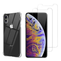 Cover iPhone XS MAX e 2 schermi di protezione - TPU - Trasparente