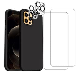 Cover iPhone 12 Pro e 2 schermi di protezione - Silicone - Nero