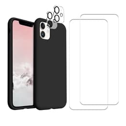 Cover iPhone 11 e 2 schermi di protezione - Silicone - Nero