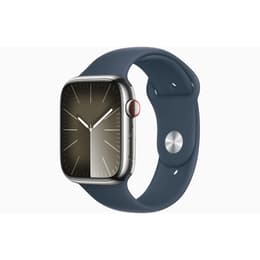 Apple Watch Series 9 (2023) GPS + Cellular 45 mm - Acciaio inossidabile Argento - Cinturino Sport Blu