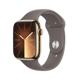 Apple Watch Series 9 (2023) GPS + Cellular 45 mm - Acciaio inossidabile Oro - Cinturino Sport Nero