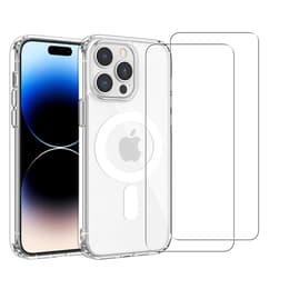 Cover iPhone 14 Pro e 2 schermi di protezione - TPU - Trasparente